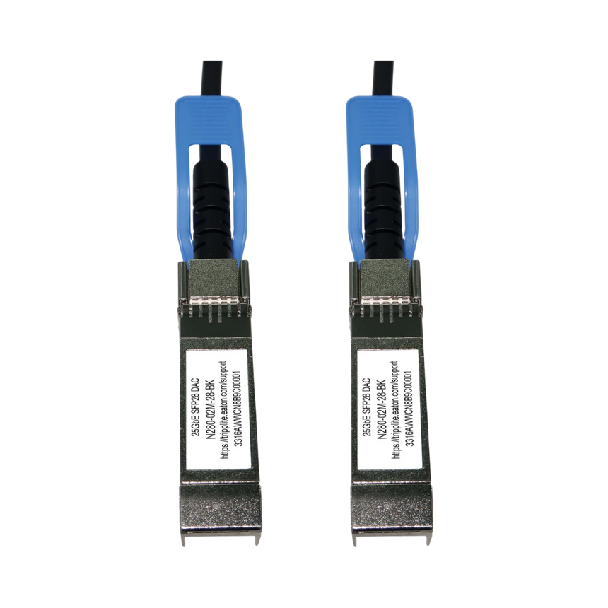 Tripp Lite SFP28 to SFP28 25GbE Passive Twinax Copper Cable (M/M), SFP-H25G-CU2M Compatible, Black, 2 m (6.6 ft.) — Being Shipped