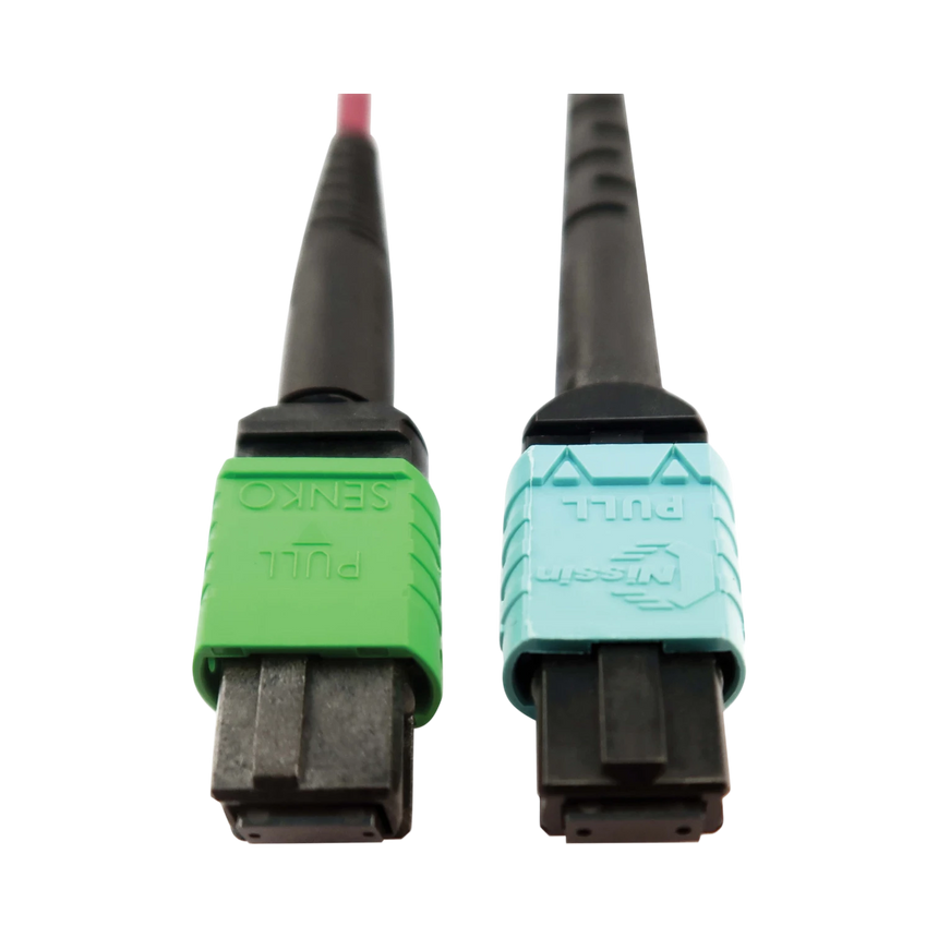 Tripp Lite 400G Multimode 50/125 OM4 Plenum Fiber Optic Cable, 16F MTP/MPO-APC to 24F MTP/MPO-UPC (F/F), Magenta, 5 m — Being Shipped
