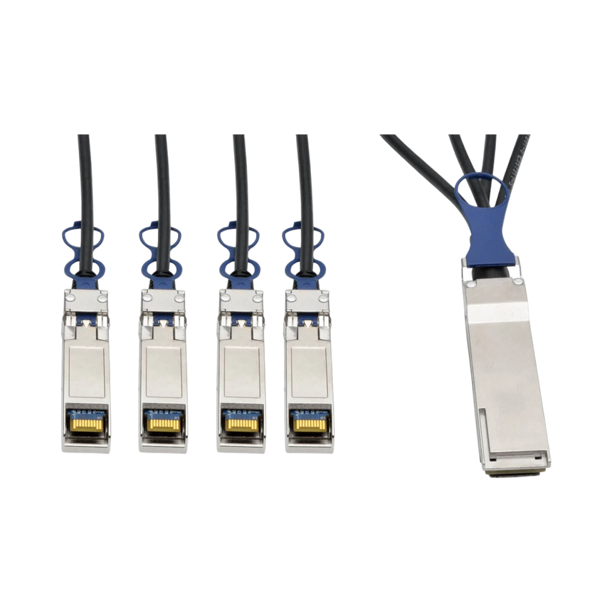Tripp Lite QSFP+ to 10 GbE SFP+ Passive DAC Breakout Cable (M/M), QSFP+ to (x4) SFP+, Compatible to Cisco QSFP-4SFP10G-CU1M, 1M (3.28 ft.) — Being Shipped
