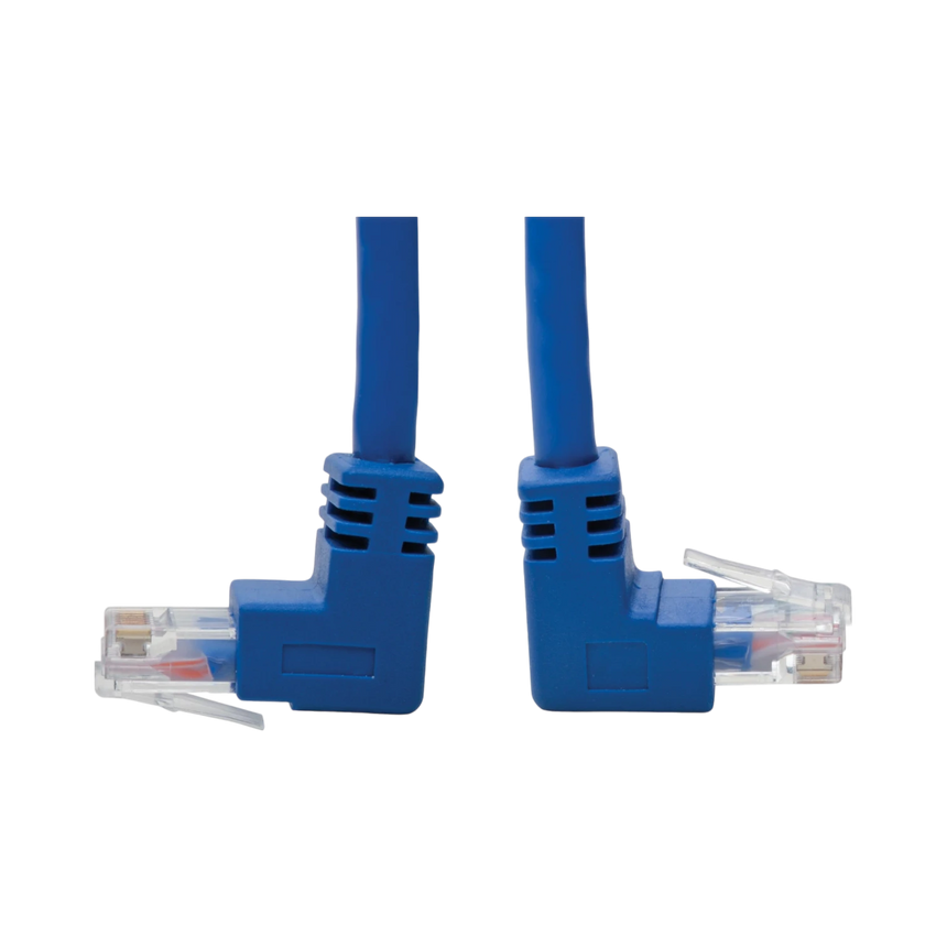 Tripp Lite Up/Down-Angle Cat6 Gigabit Molded UTP Ethernet Cable (RJ45 Up-Angle M to RJ45 Down-Angle M), Blue, 3 ft. (0.91 m) — Being Shipped