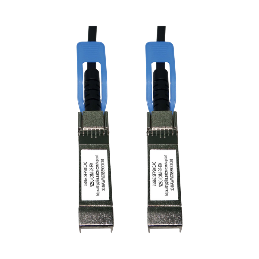 Tripp Lite SFP28 to SFP28 25GbE Passive Twinax Copper Cable (M/M), SFP-H25G-CU3M Compatible, Black, 3 m (9.8 ft.) — Being Shipped