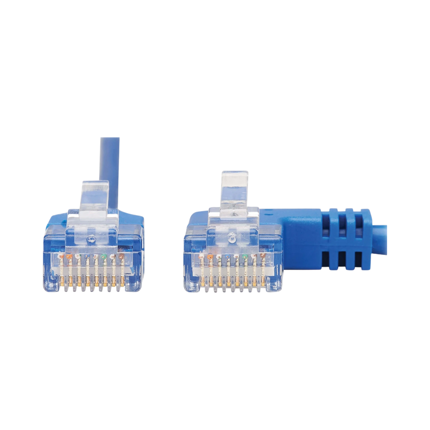 Tripp Lite Right-Angle Cat6 Gigabit Molded Slim UTP Ethernet Cable (RJ45 Right-Angle M to RJ45 M), Blue, 7 ft. (2.13 m) — Being Shipped