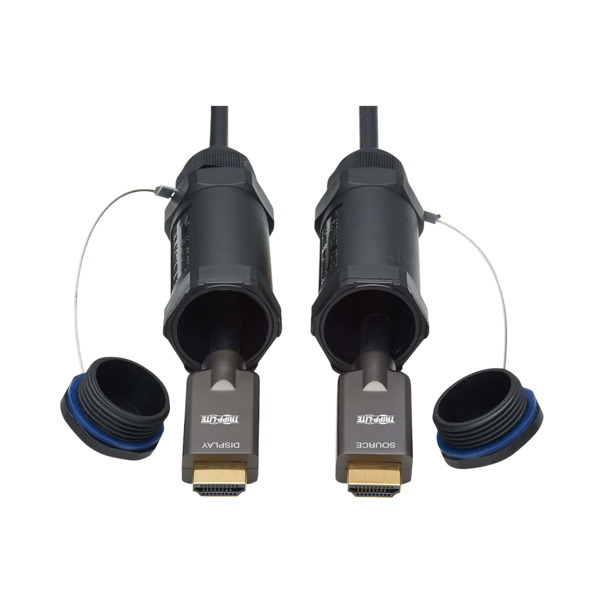 Tripp Lite High-Speed Armored HDMI Fiber Active Optical Cable (AOC) with Hooded Connectors, 4K @ 60 Hz, HDR, IP68, M/M, Black, 30 m (98 ft.) — Being Shipped