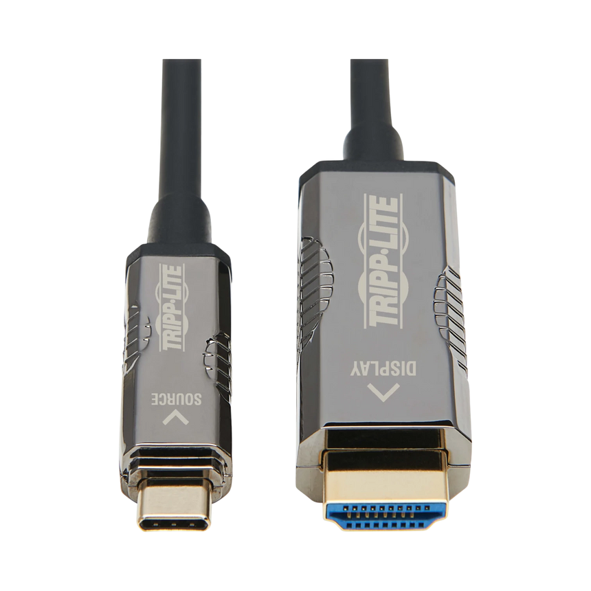 Tripp Lite High-Speed USB-C to HDMI Fiber Active Optical Cable (AOC), UHD 4K 60 Hz, HDR, CL3 Rated, Black, 15 m (49 ft.) — Being Shipped