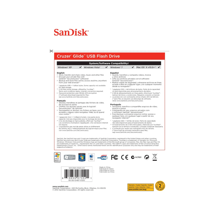 SanDisk Cruzer Glide 32GB USB 2.0 Flash Drive — Being Shipped