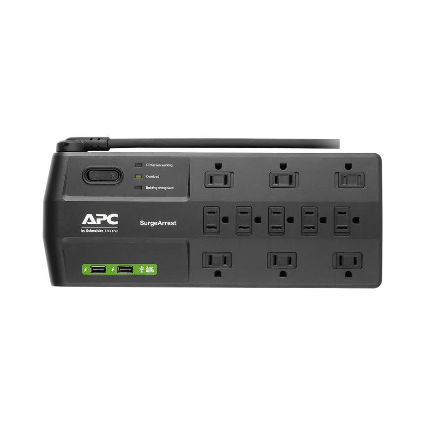 APC Performance SurgeArrest 11 Outlets with 2 USB charging ports (5V, 2.4A in total), 120V Surge Protector — Being Shipped