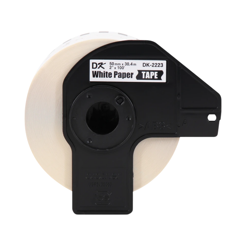 Brother DK-2223 2" x 100' Wide Width Black on White Continuous Paper Labels — Being Shipped
