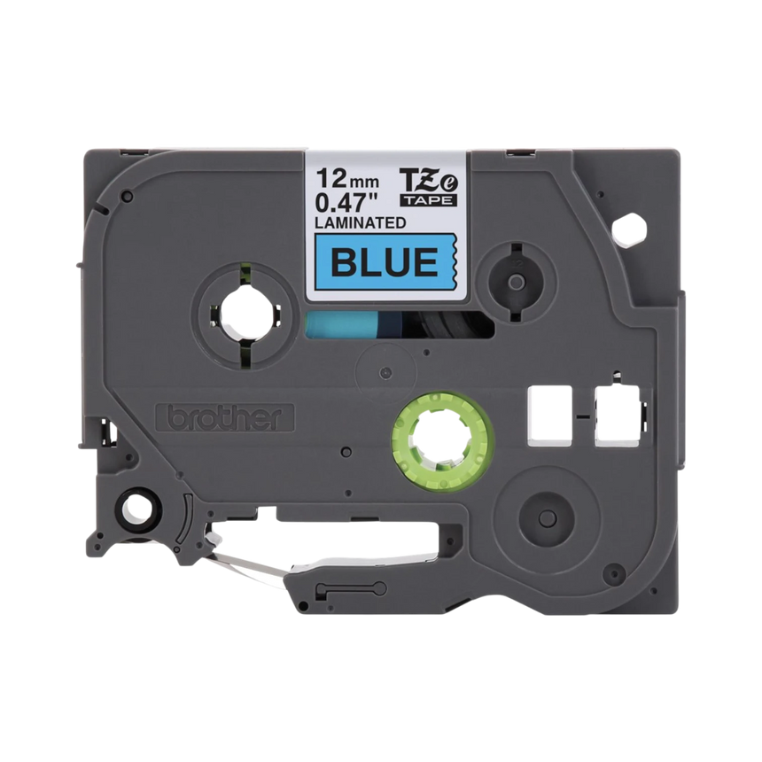 Brother Black Print on Blue Laminated Label Tape for P-touch Label Maker, 12mm (0.47") wide x 8m (26.2’) long — Being Shipped