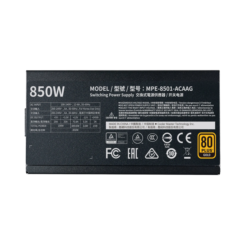 Cooler Master MWE Gold V2 850W 80 PLUS Gold Modular Power Supply — Being Shipped