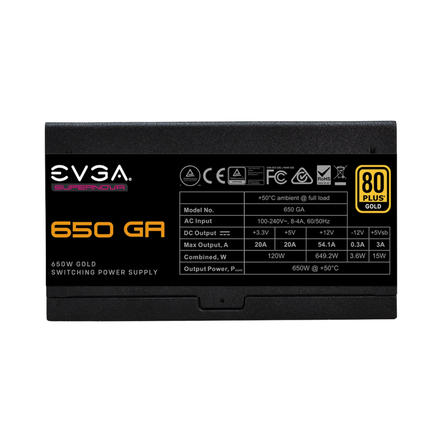 EVGA SuperNOVA 650 GA, 80 Plus Gold 650W, Fully Modular, Eco Mode, Compact 150mm Size, Power Supply — Being Shipped