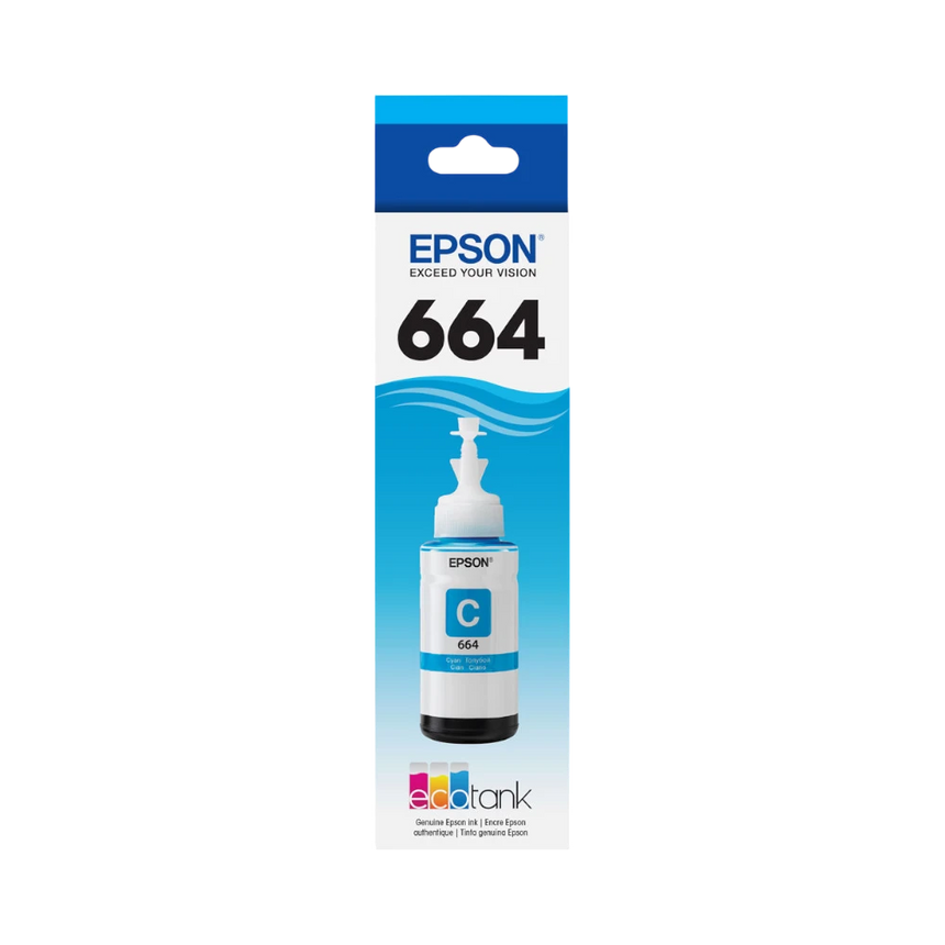 Epson T664 Cyan Ink Bottle with Sensormatic (70mL) — Being Shipped