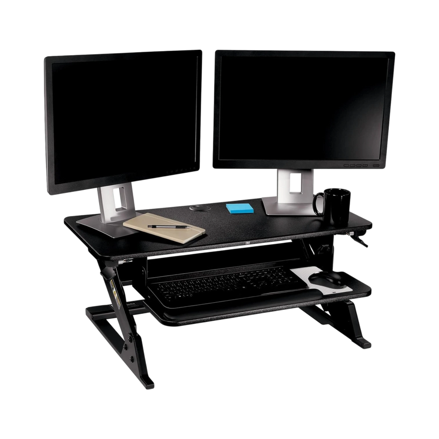 3M Precision Standing Desk 35"W Manual Adjustable Desk Riser with Gel Wrist Rest and Precise Mouse Pad — Being Shipped