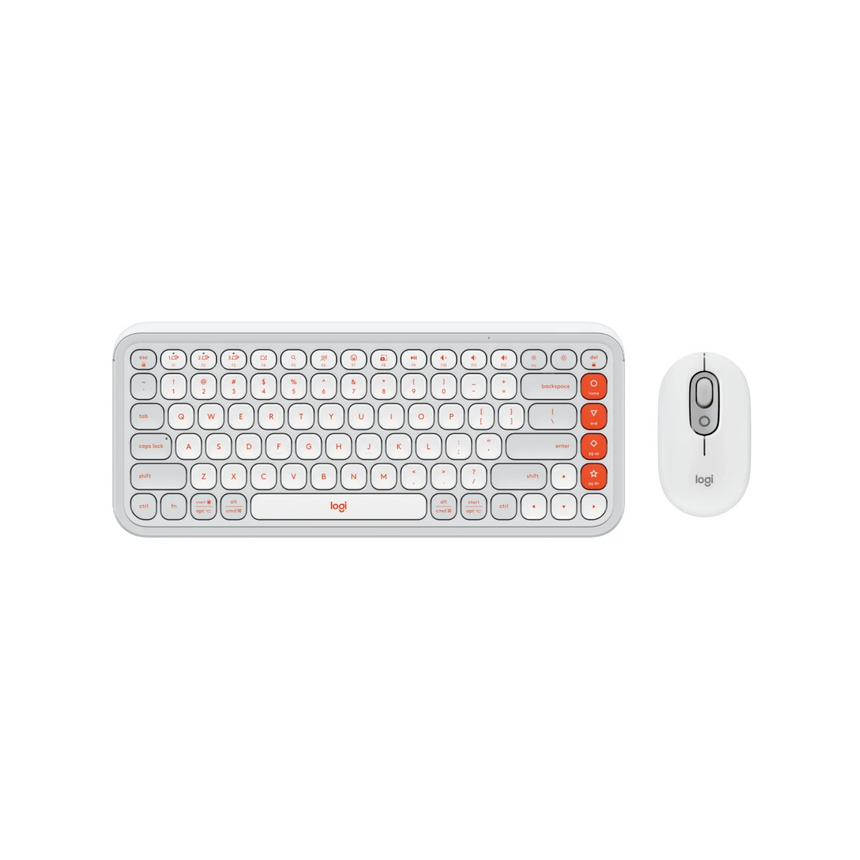 Logitech POP ICON Wireless Keyboard & Mouse Combo (Off-White & Orange) — Being Shipped