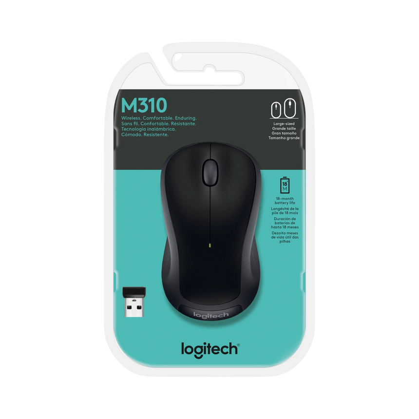 Logitech M310 Wireless Ambidextrous Optical USB Mouse (Black) — Being Shipped