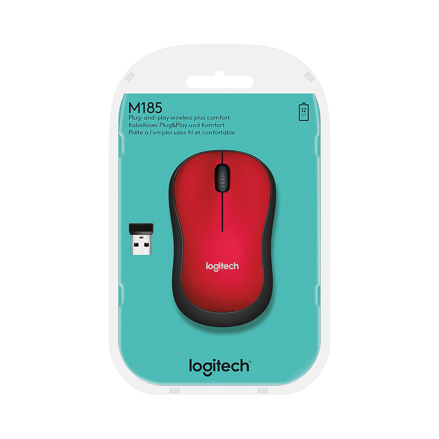Logitech M185 Wireless Ambidextrous Optical Mouse (Red) — Being Shipped