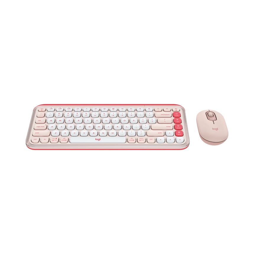 Logitech POP ICON Wireless Keyboard & Mouse Combo (Rose & Off-White) — Being Shipped
