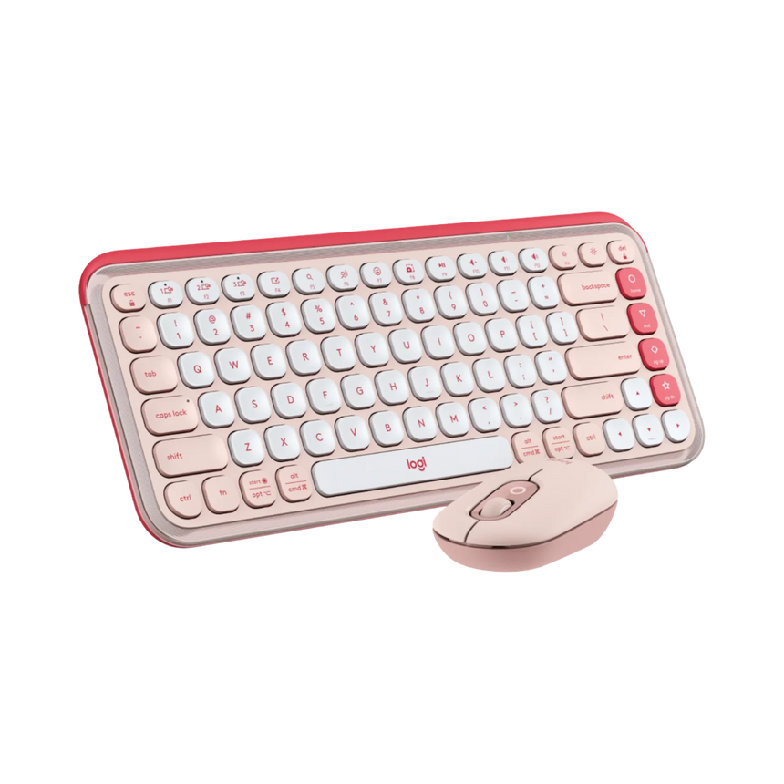 Logitech POP ICON Wireless Keyboard & Mouse Combo (Rose & Off-White) — Being Shipped