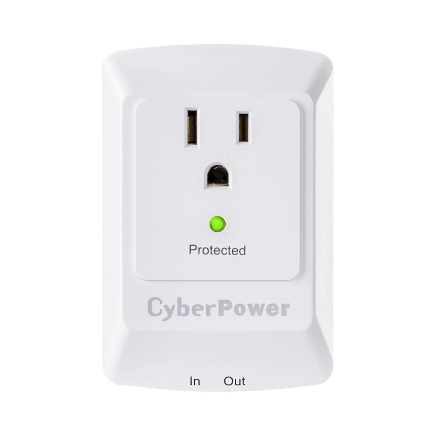 CyberPower CSP100TW Single Outlet Wall-Tap Surge Protector with Fax & Data Protection — Being Shipped