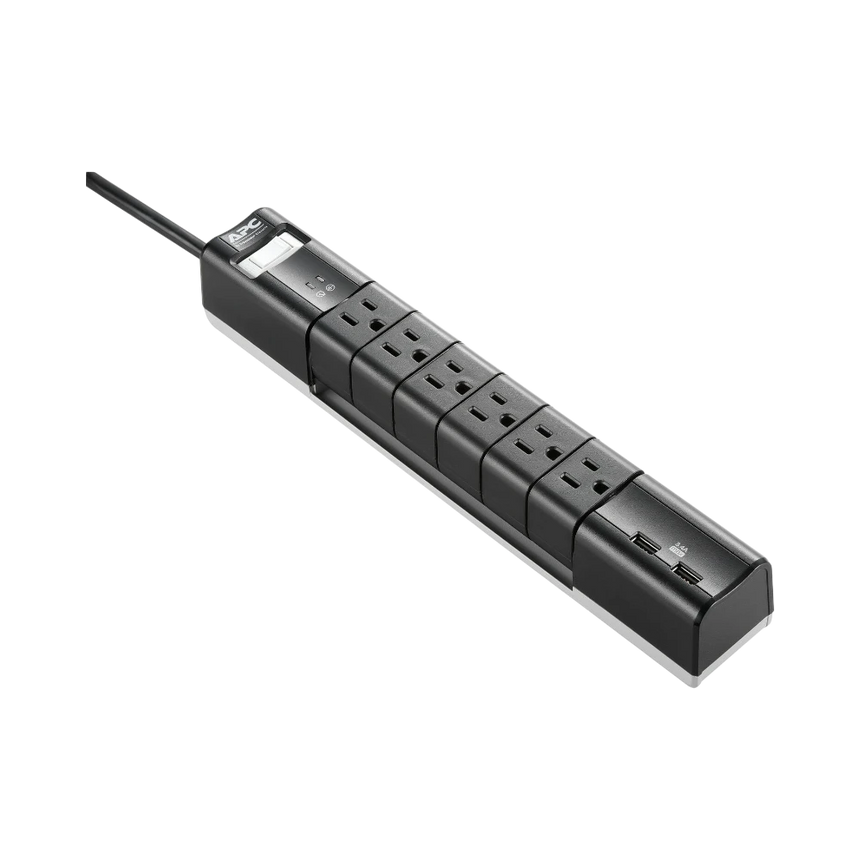 APC Essential SurgeArrest Rotating 6-Outlet Surge Protector with 5V 3.4A USB Ports (Black, 120V) — Being Shipped
