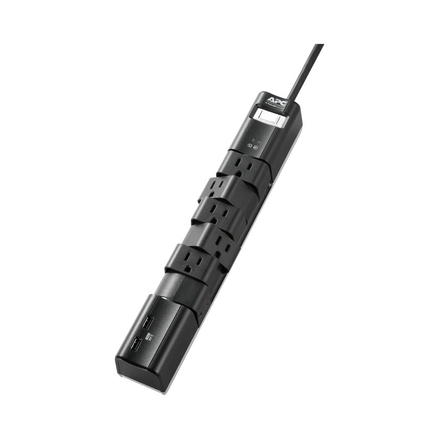 APC Essential SurgeArrest Rotating 6-Outlet Surge Protector with 5V 3.4A USB Ports (Black, 120V) — Being Shipped