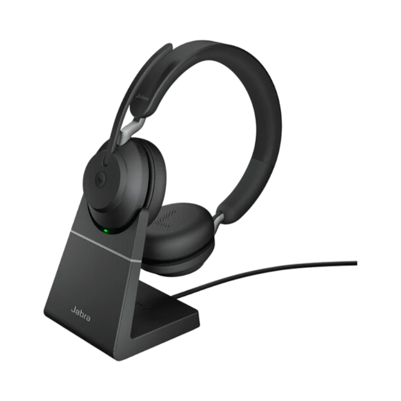Jabra Evolve2 65 Stereo Wireless On-Ear Headset with Stand (Unified Communication, USB Type-A, Black) — Being Shipped
