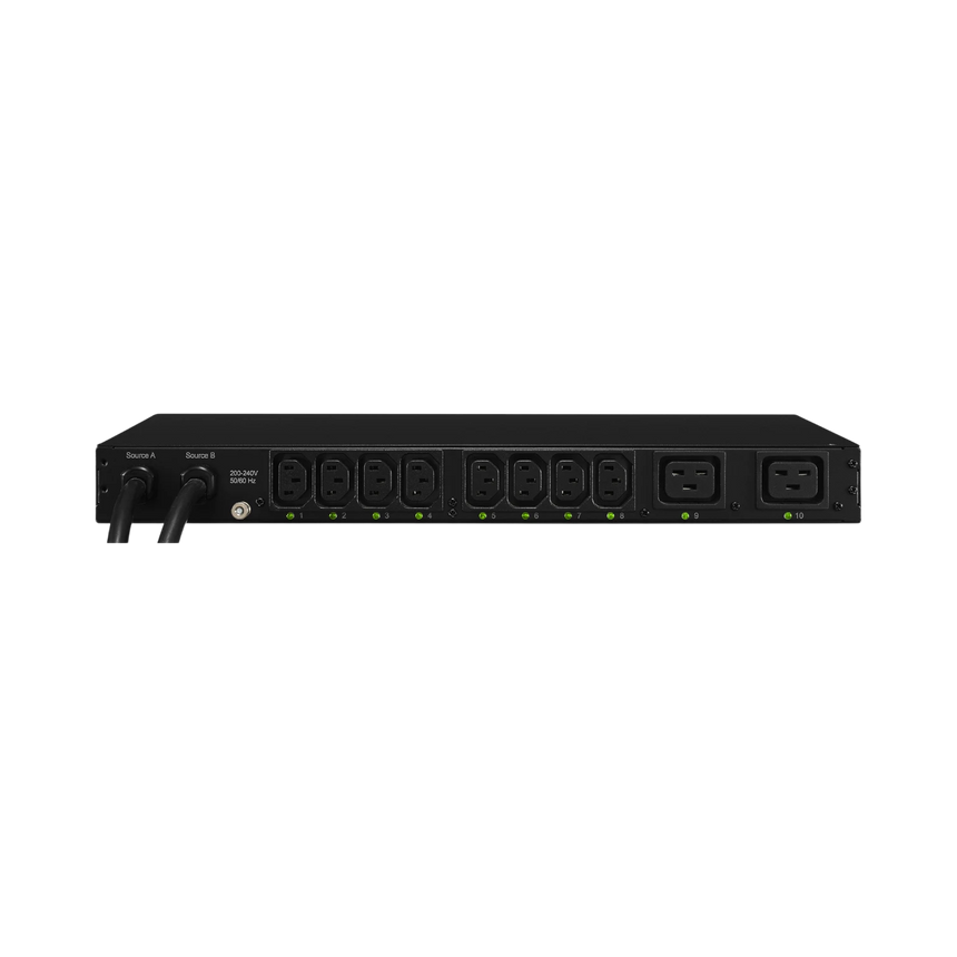 CyberPower Switched ATS PDU(20A)16A 200-240V/50-60HZ/2x NEMA L6-20P Plugs/10 IEC-320R(8-C13/2-C19)1 RU/10'Cord — Being Shipped