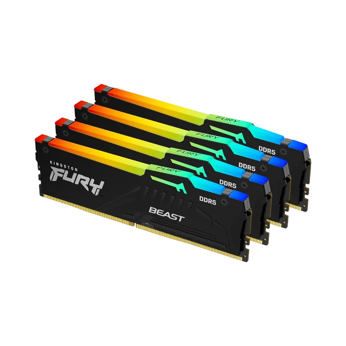 Kingston FURY Beast Black RGB XMP 64GB DDR5 5200MT/s CL40 Gaming Memory Kit (4 x 16GB) — Being Shipped