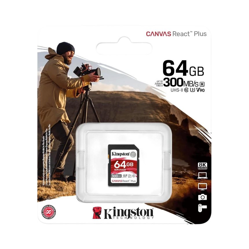 Kingston Canvas React Plus 64GB UHS-II SDXC Memory Card — Being Shipped