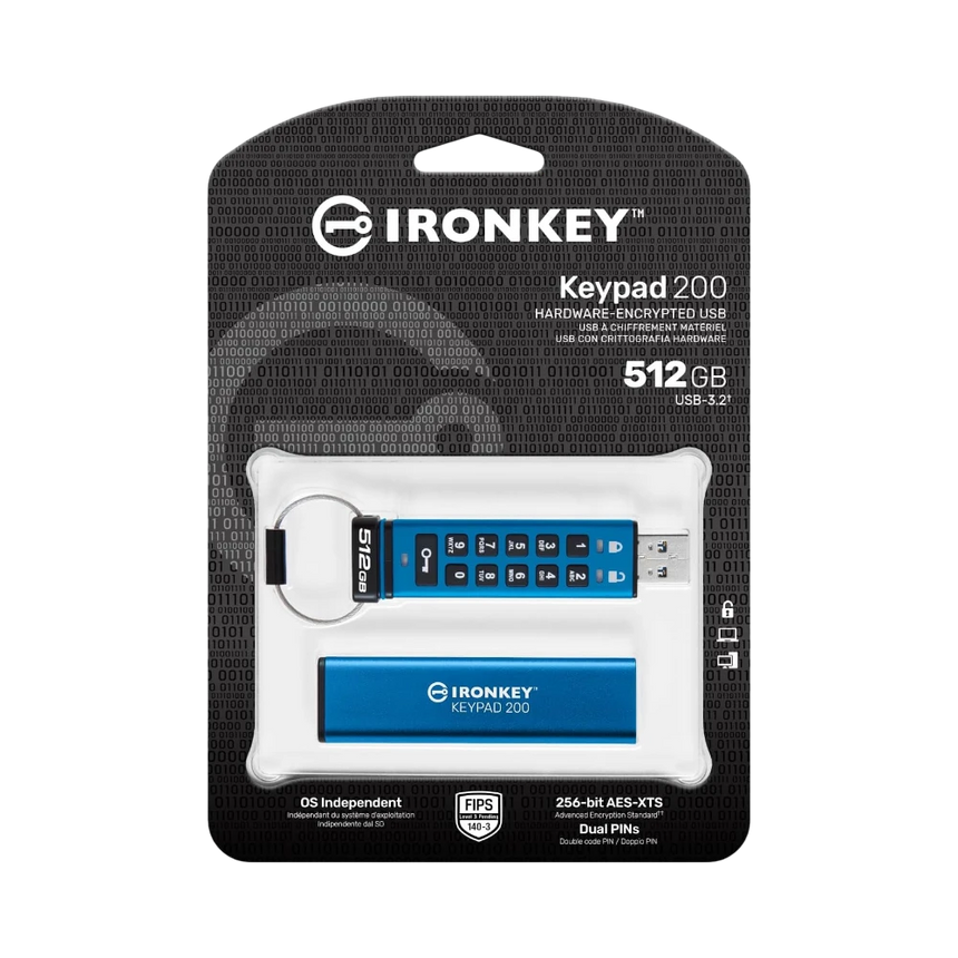 Kingston IronKey Keypad 200 512GB USB Type -A Hardware Encrypted Flash Drive — Being Shipped