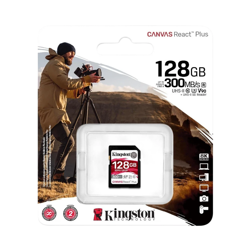 Kingston Canvas React Plus 128GB UHS-II SDXC Memory Card — Being Shipped