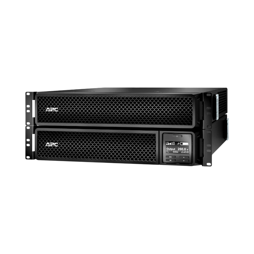 APC Smart-UPS On-Line, 3kVA, Rackmount 4U, 208V, 12x 5-20R+2x L6-20R NEMA outlets, SmartSlot, W/ transformer 208V to 120V, W/ rail kit — Being Shipped
