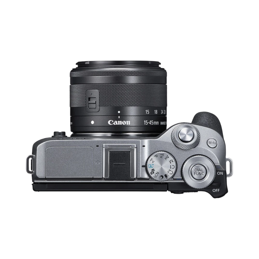 Canon EOS M6 Mark II Mirrorless Camera with 15-45mm Lens and EVF (Silver) — Being Shipped
