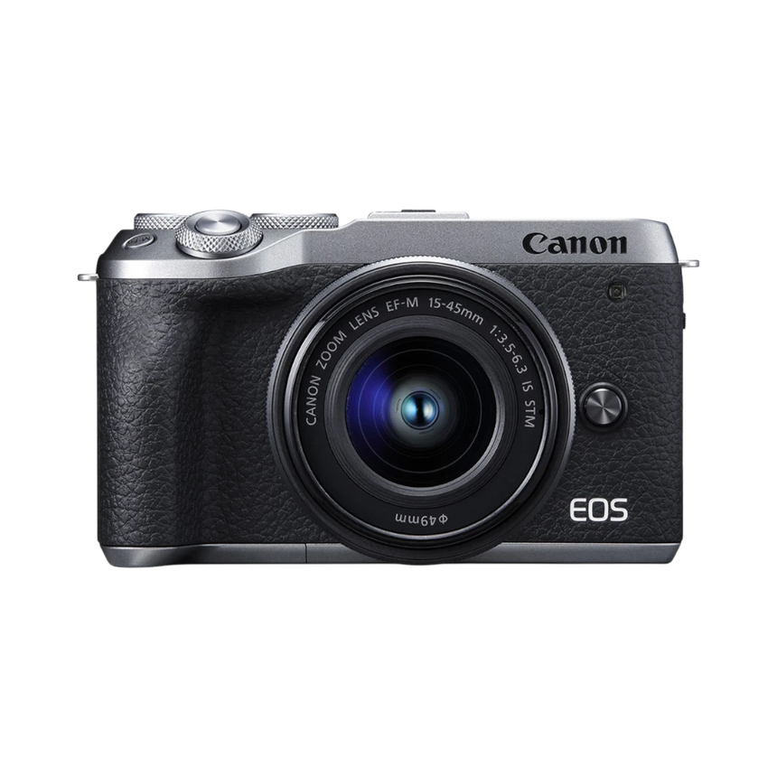Canon EOS M6 Mark II Mirrorless Camera with 15-45mm Lens and EVF (Silver) — Being Shipped
