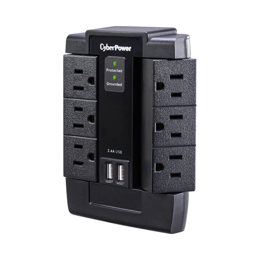 CyberPower P600WSURC1 6-Outlet Home Office Surge Protector (Black, Wall Tap) — Being Shipped