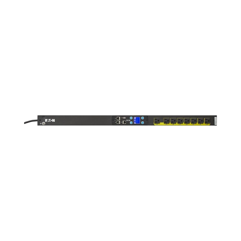 Eaton Managed PDU, 1PH, 1U, NEMA 5-15P input, 10 ft cord, 1.44kW, 12A, 120V, 8 Outlets (8) 5-15R, TAA — Being Shipped