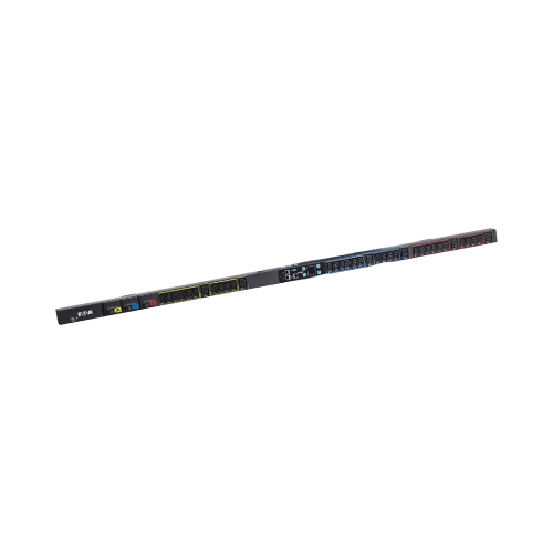 Eaton Metered Input rack PDU, 0U, L21-20P input, 5.76 kW max, 120/208V, 16A, 10 ft cord, Three-phase, Outlets: (3) 5-20R, (30) C13 Outlet grip, (6) C19 Outlet grip — Being Shipped