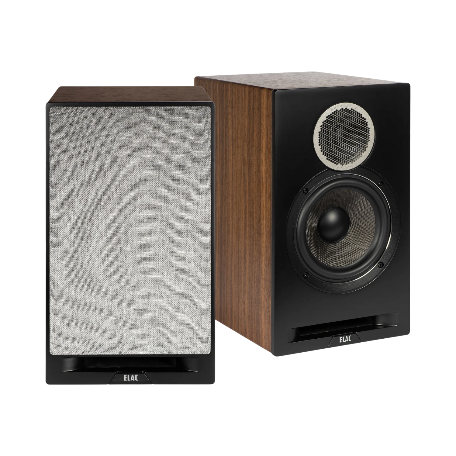 ELAC Debut Reference Two-Way Bookshelf Speaker (Black Baffle, Walnut Cabinet, Pair) — Being Shipped