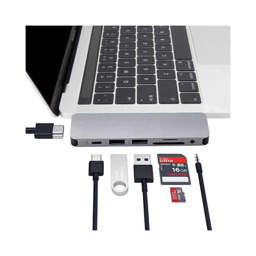 Hyper HyperDrive Solo 2-Port USB 3.1 Gen 1 Type-A Hub with HDMI, USB Type-C, microSD, SD, & 3.5mm Audio (Gray) — Being Shipped