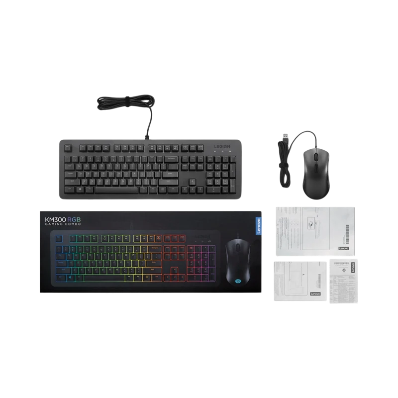 Lenovo Legion KM300 Full-size Wired RGB Gaming Keyboard & Optical Mouse Gaming Bundle — Being Shipped