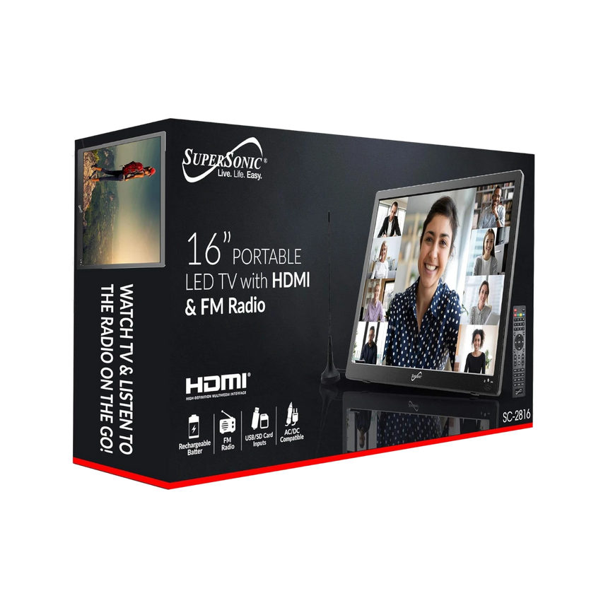SuperSonic SC-2816 Portable 16" Widescreen LED TV — Being Shipped