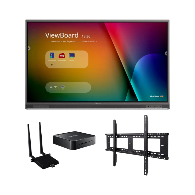 ViewSonic IFP7552-1C-C1 75" UHD 4K ViewBoard Interactive Flat Panel Bundle with Chromebox, Wi-Fi Module & Wall Mount — Being Shipped