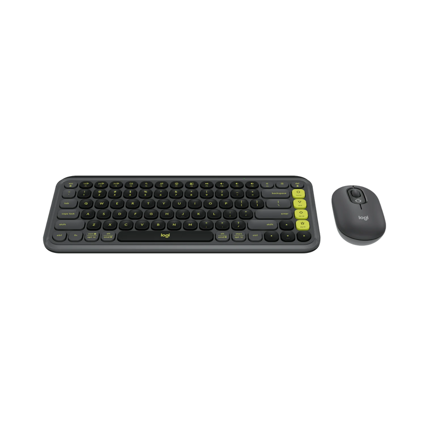 Logitech POP ICON Wireless Keyboard & Mouse Combo (Graphite & Green) — Being Shipped