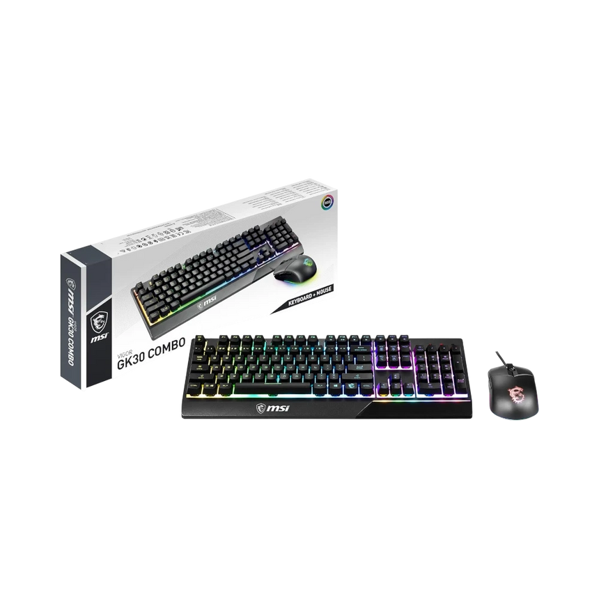 MSI Vigor GK30 Combo 6-Zone RGB GK30 Gaming Keyboard & GM11 Gaming Mouse Combo — Being Shipped