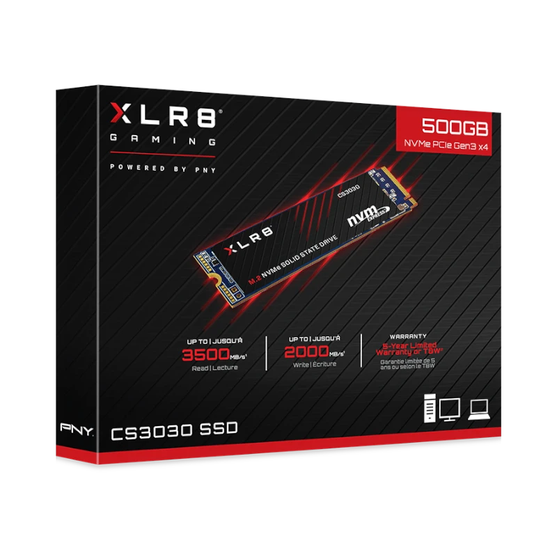 PNY XLR8 CS3030 500GB M.2 2280 NVMe PCIe NVMe Gen 3 x4 SSD — Being Shipped