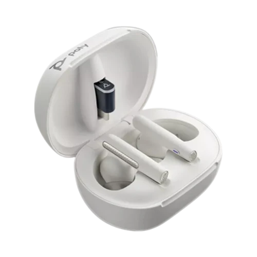 Poly Voyager Free 60+ UC Wireless Earbuds (USB-C Dongle, White Sand) — Being Shipped