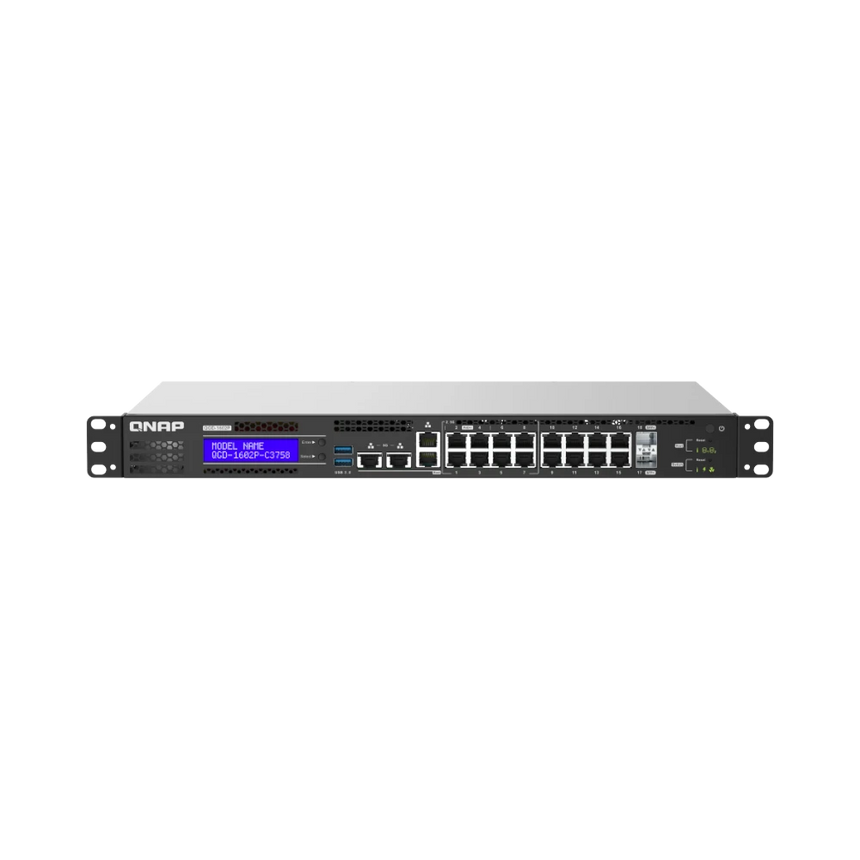 QNAP QGD-1602P-C3558-8G 16-Port Multi-Gigabit PoE++ Compliant Managed Switch & NAS Enclosure with SFP+ — Being Shipped