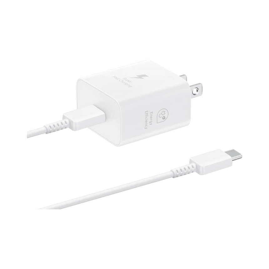 Samsung 25W PD Power Adapter with USB C Cable (White) — Being Shipped