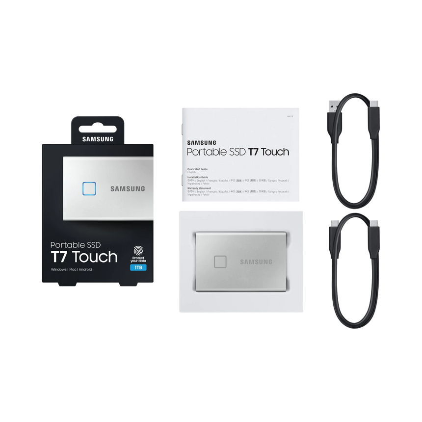 Samsung T7 Touch 1TB PCIe NVMe USB 3.2 Gen 2 Portable SSD (Silver) — Being Shipped