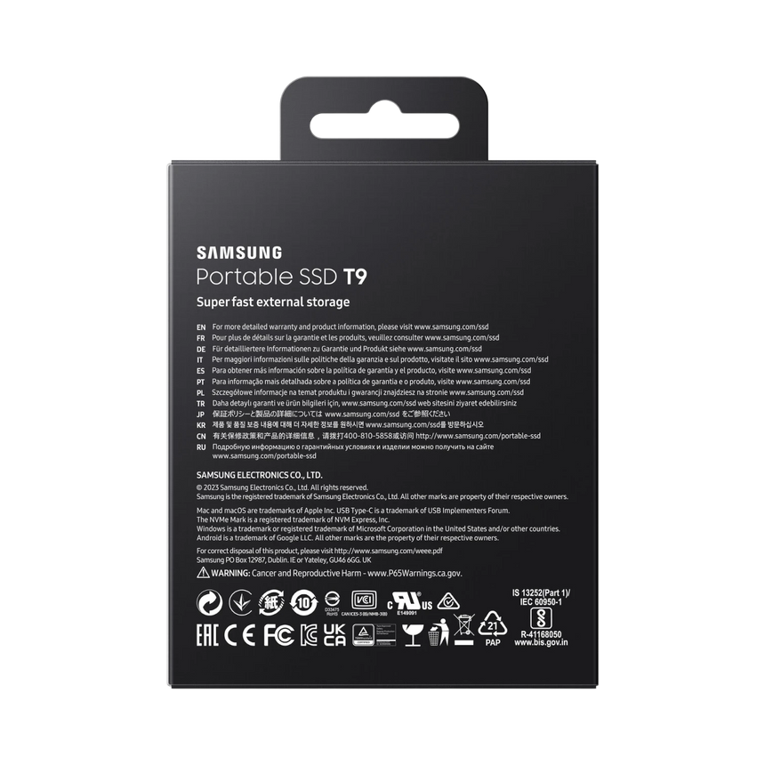 Samsung T9 1TB USB-C 3.2 Gen 2x2 Rubber Portable SSD (Black) — Being Shipped