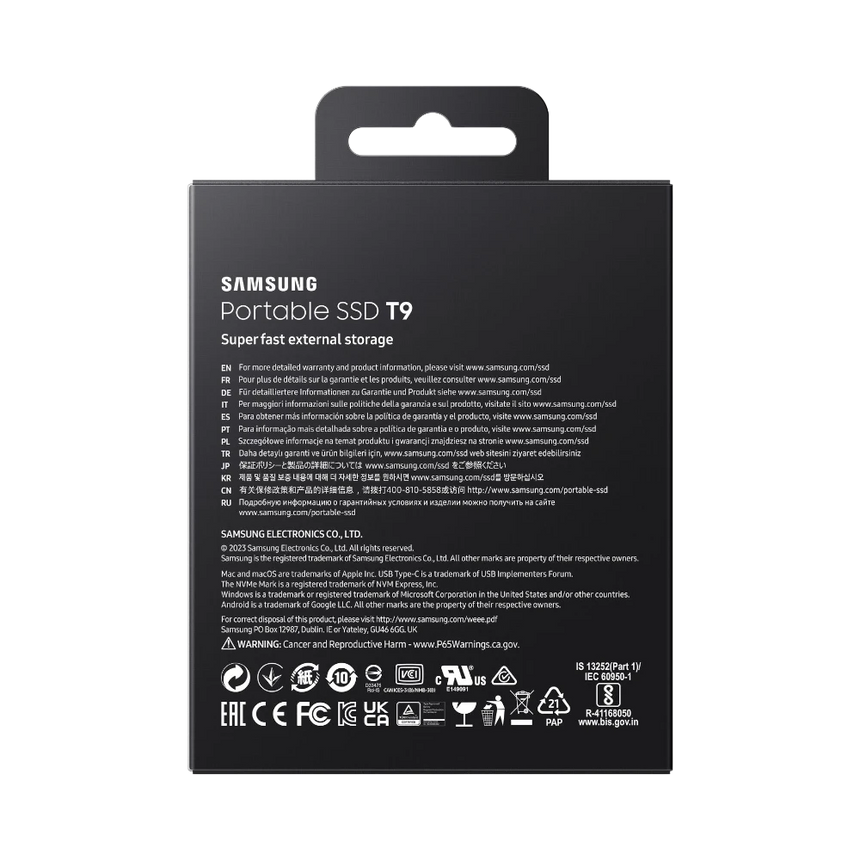 Samsung T9 2TB USB-C 3.2 Gen 2x2 PCIe Rubber Portable SSD (Black) — Being Shipped